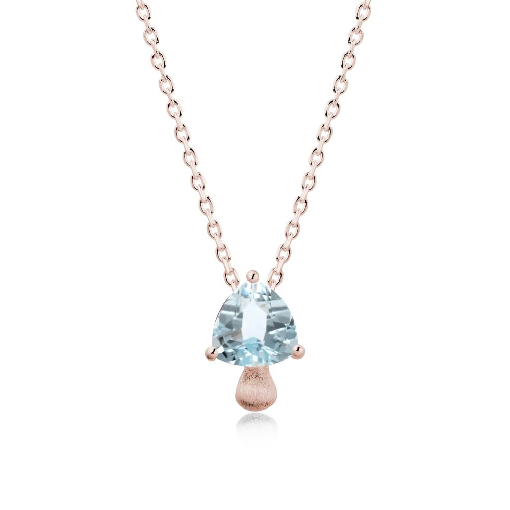 Trillion Cut Aquamarine Mushroom Pendant Necklace - Image 2