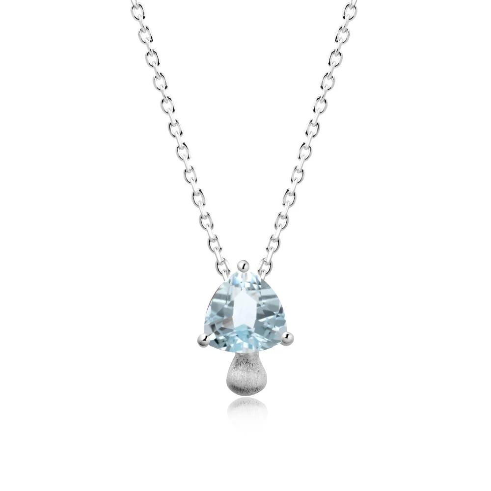 Trillion Cut Aquamarine Mushroom Pendant Necklace - Image 3