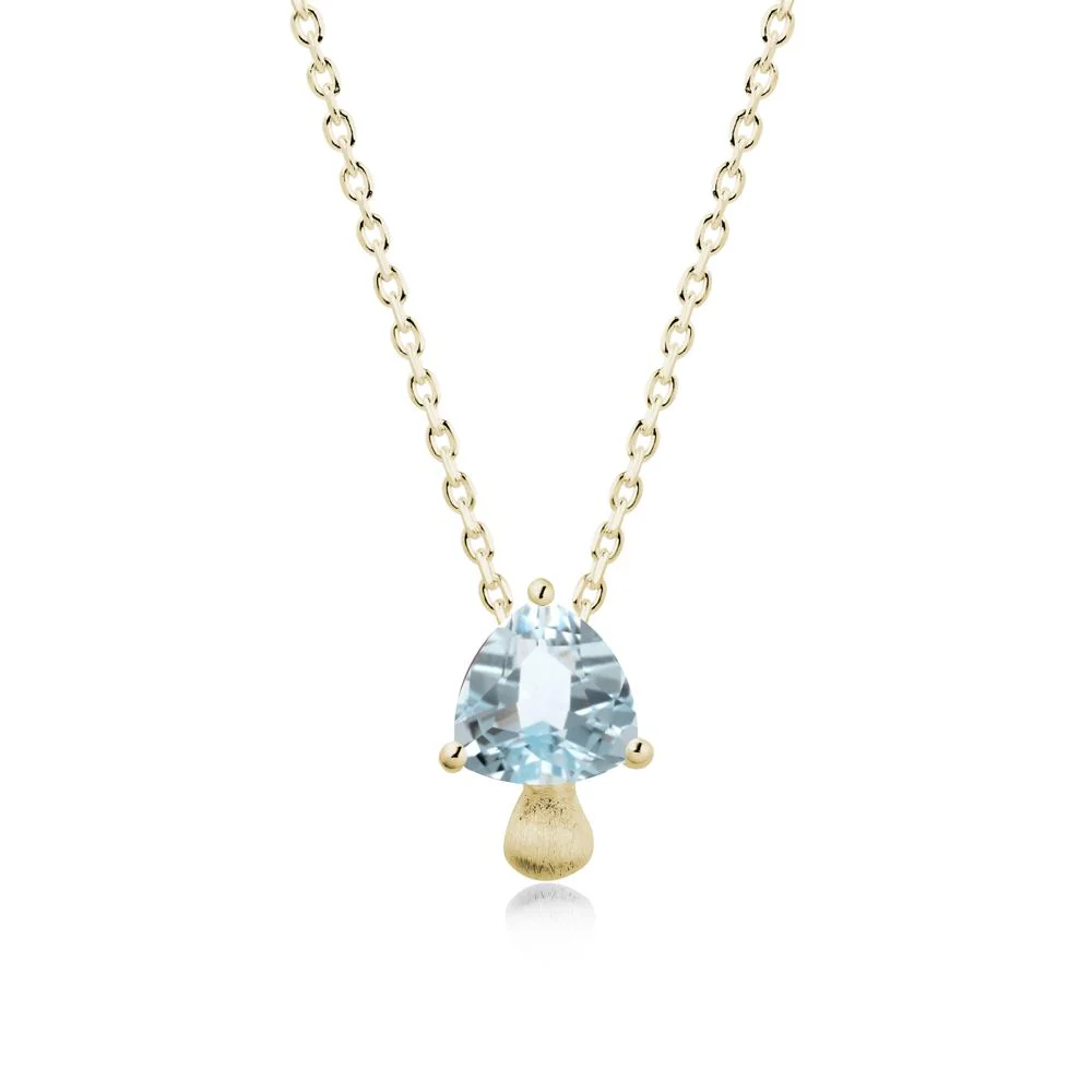 Trillion Cut Aquamarine Mushroom Pendant Necklace - Image 4