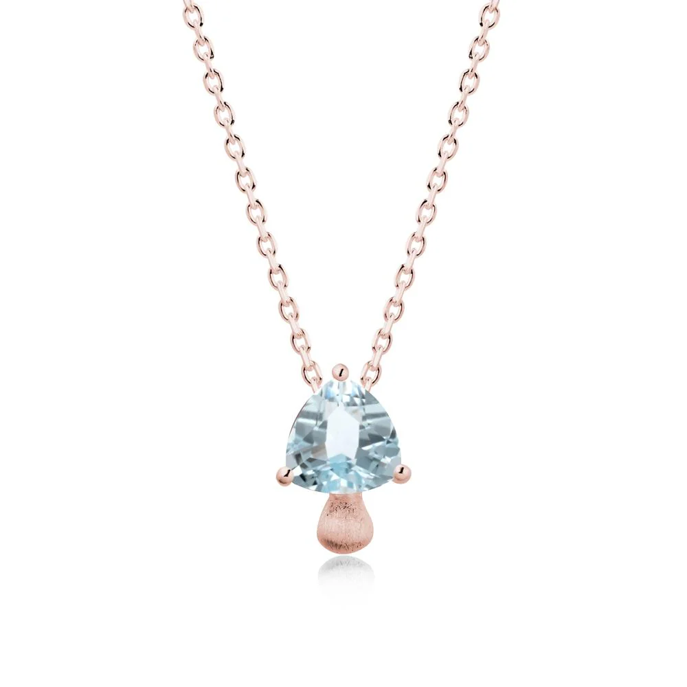 Trillion Cut Aquamarine Mushroom Pendant Necklace - Image 5
