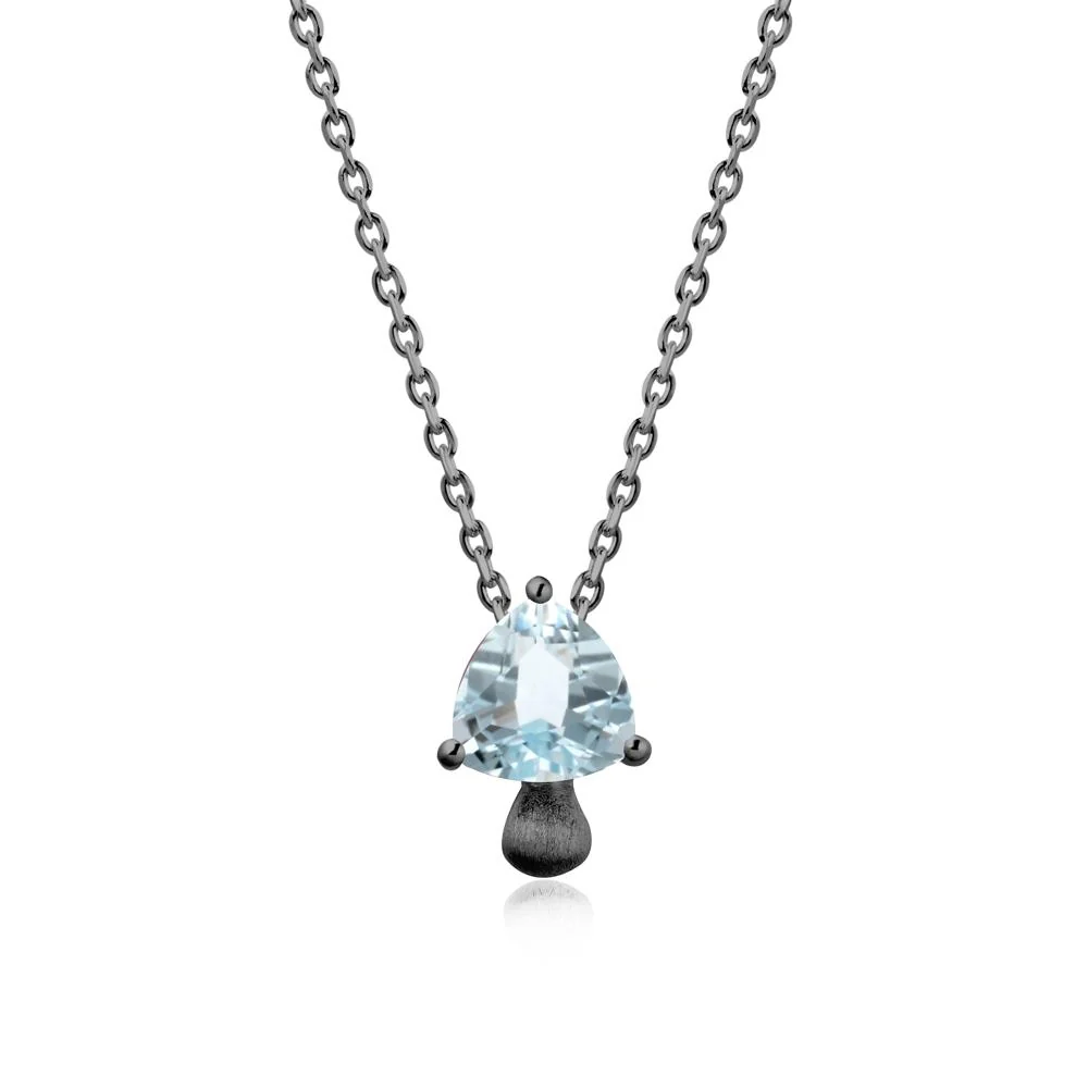 Trillion Cut Aquamarine Mushroom Pendant Necklace - Image 8