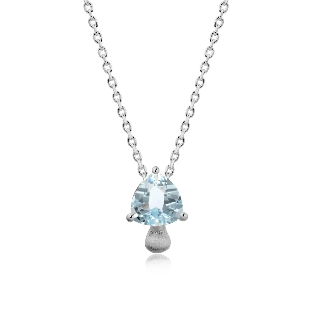 Trillion Cut Aquamarine Mushroom Pendant Necklace - Image 9