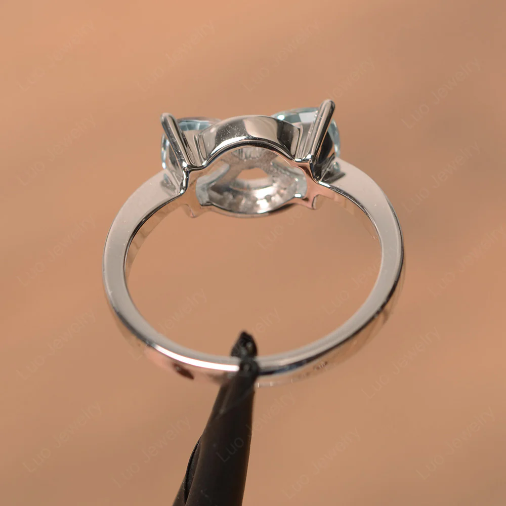 Trillion Cut Aquamarine Two Stone Ring - Image 3