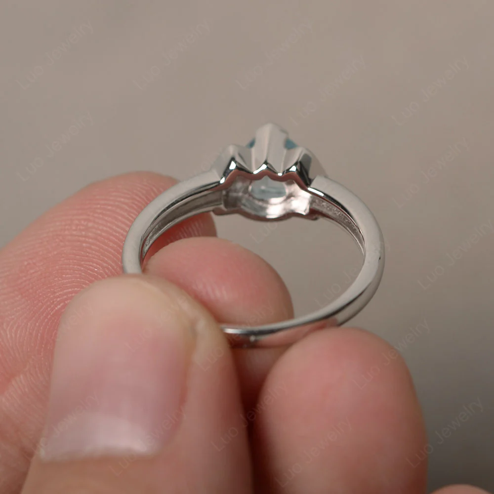Trillion Cut Aquamarine Promise Ring - Image 2