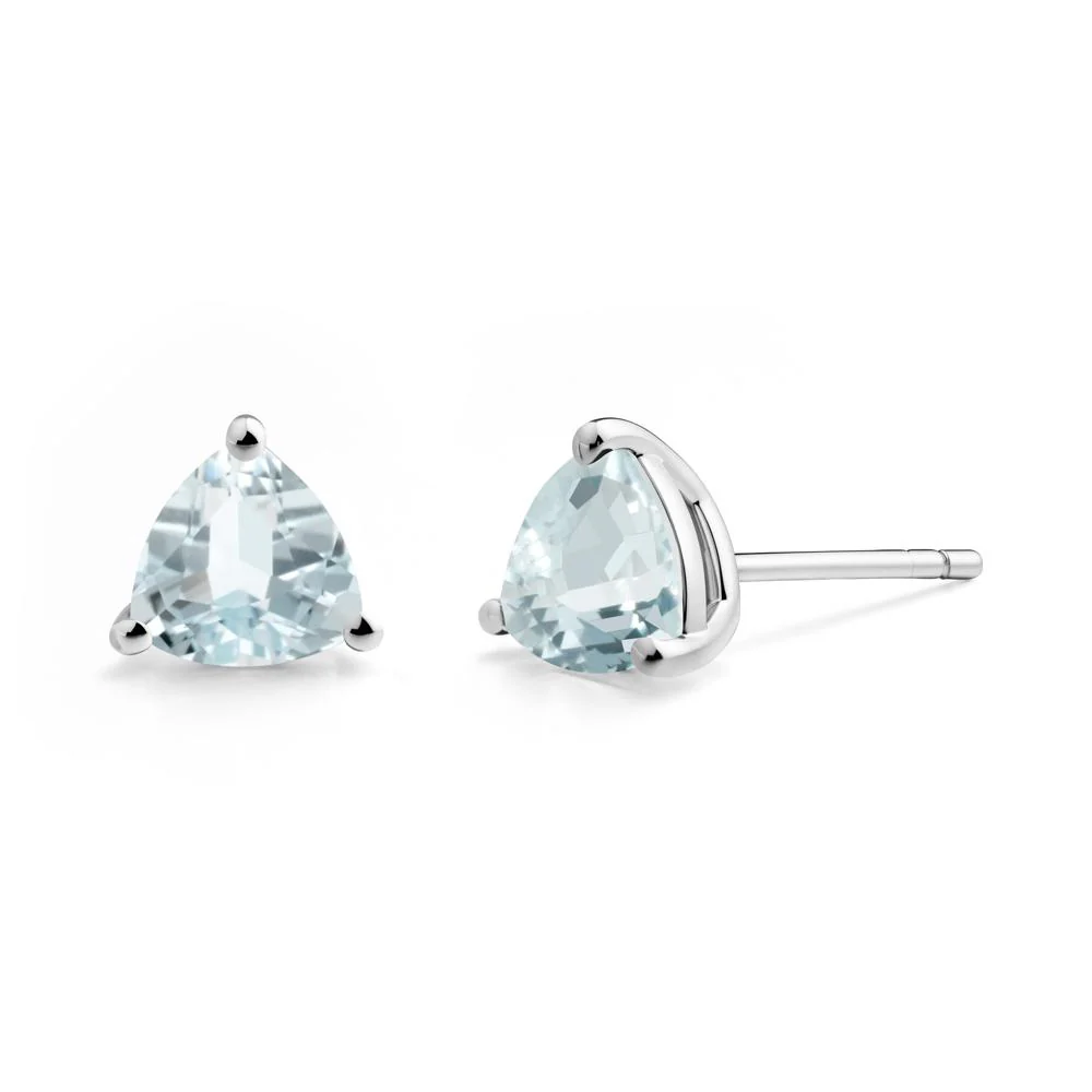 Trillion Cut Aquamarine Stud Earrings - Image 6