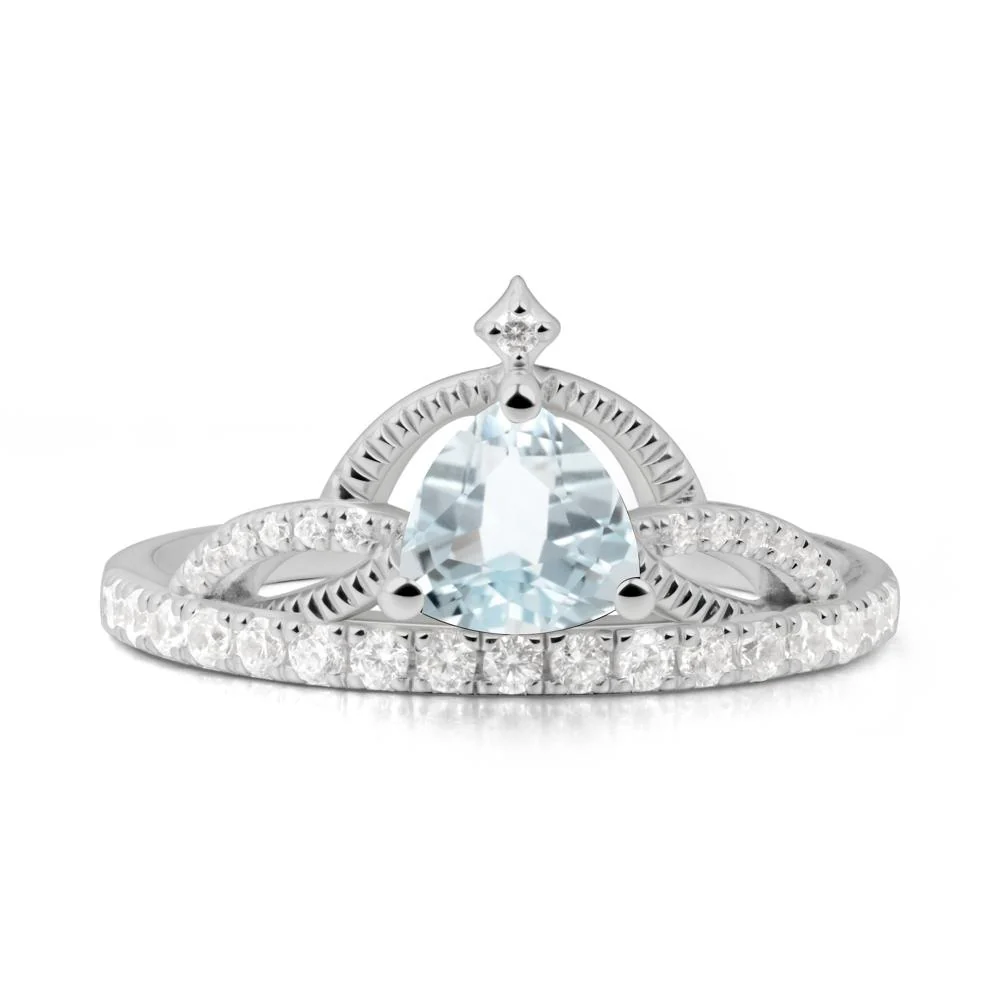 Trillion Cut Aquamarine Tiara Ring - Image 2