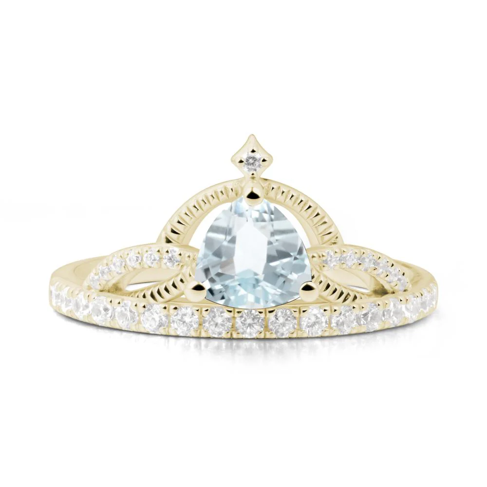 Trillion Cut Aquamarine Tiara Ring - Image 4