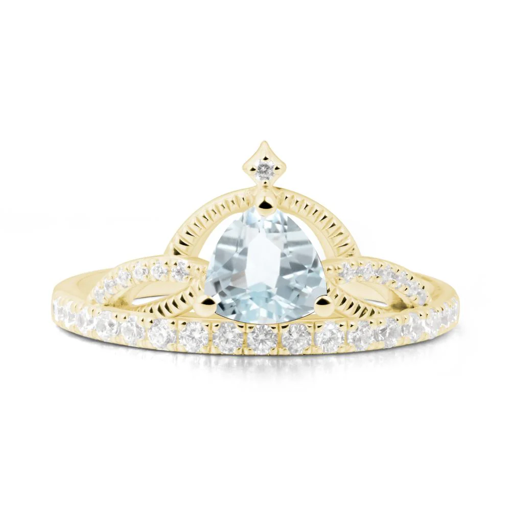 Trillion Cut Aquamarine Tiara Ring - Image 5