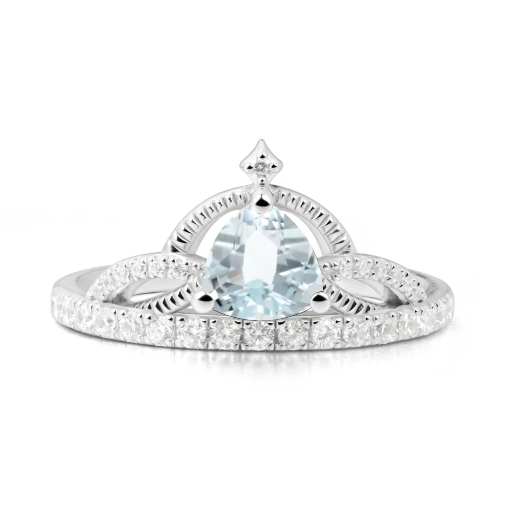 Trillion Cut Aquamarine Tiara Ring - Image 7