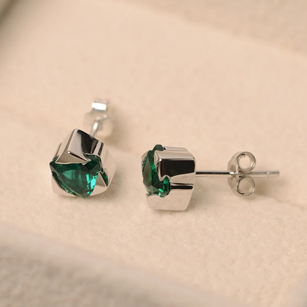 Emerald Star of David Earrings - Image 3