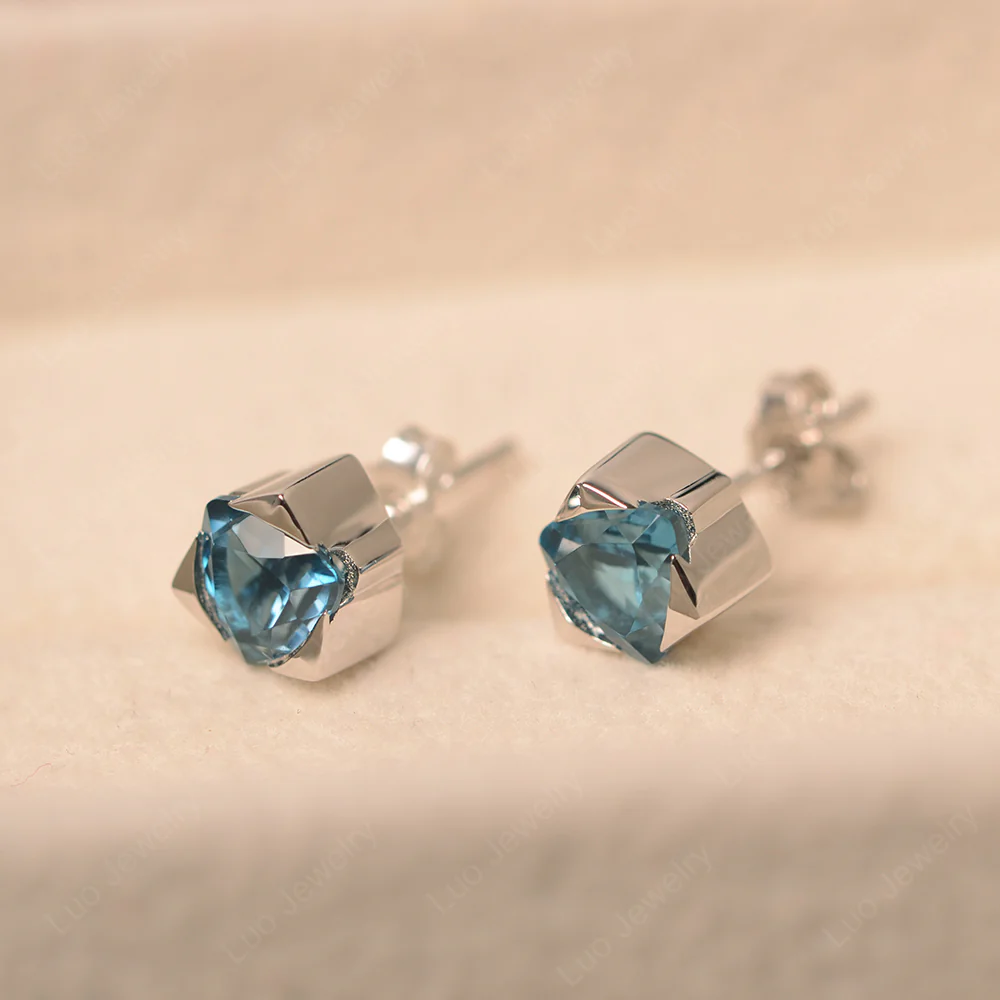 Bezel Set London Blue Topaz Earrings - Image 5