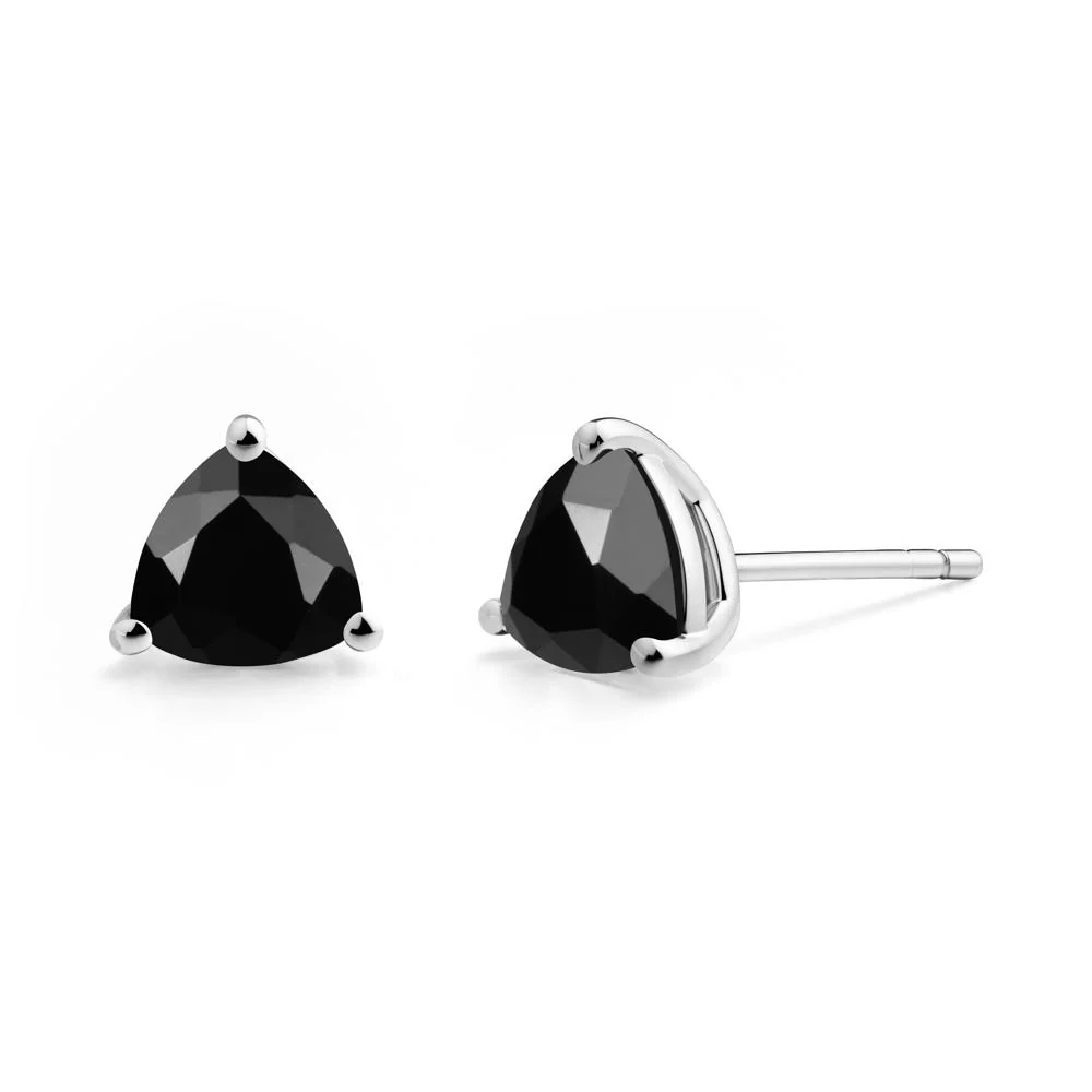 Trillion Cut Black Spinel Stud Earrings - Image 7