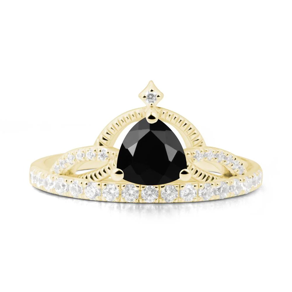 Trillion Cut Black Spinel Tiara Ring - Image 2