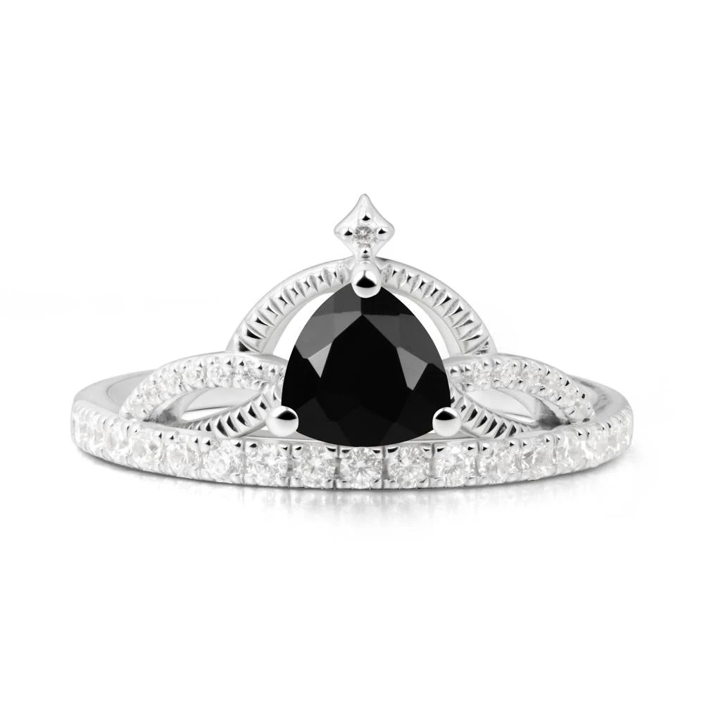 Trillion Cut Black Spinel Tiara Ring - Image 5