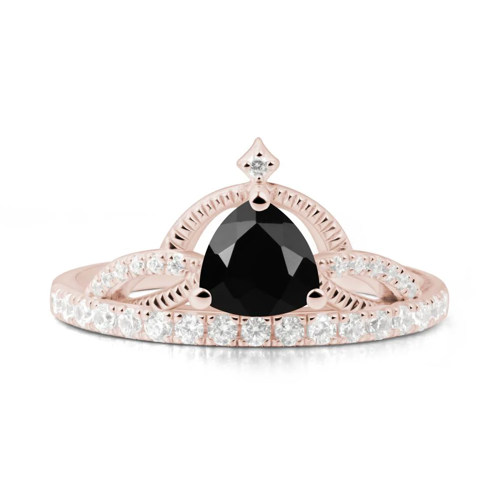 Trillion Cut Black Spinel Tiara Ring - Image 6