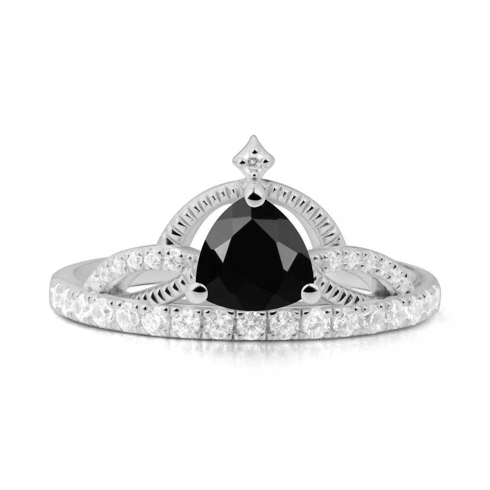 Trillion Cut Black Spinel Tiara Ring - Image 8