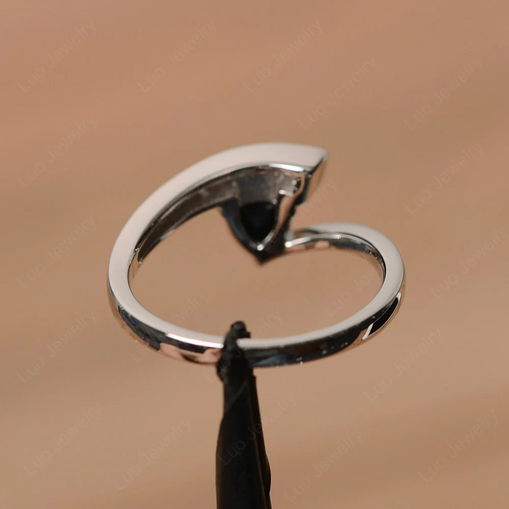 Trillion Cut Black Spinel Bypass Engagement Ring - Image 3