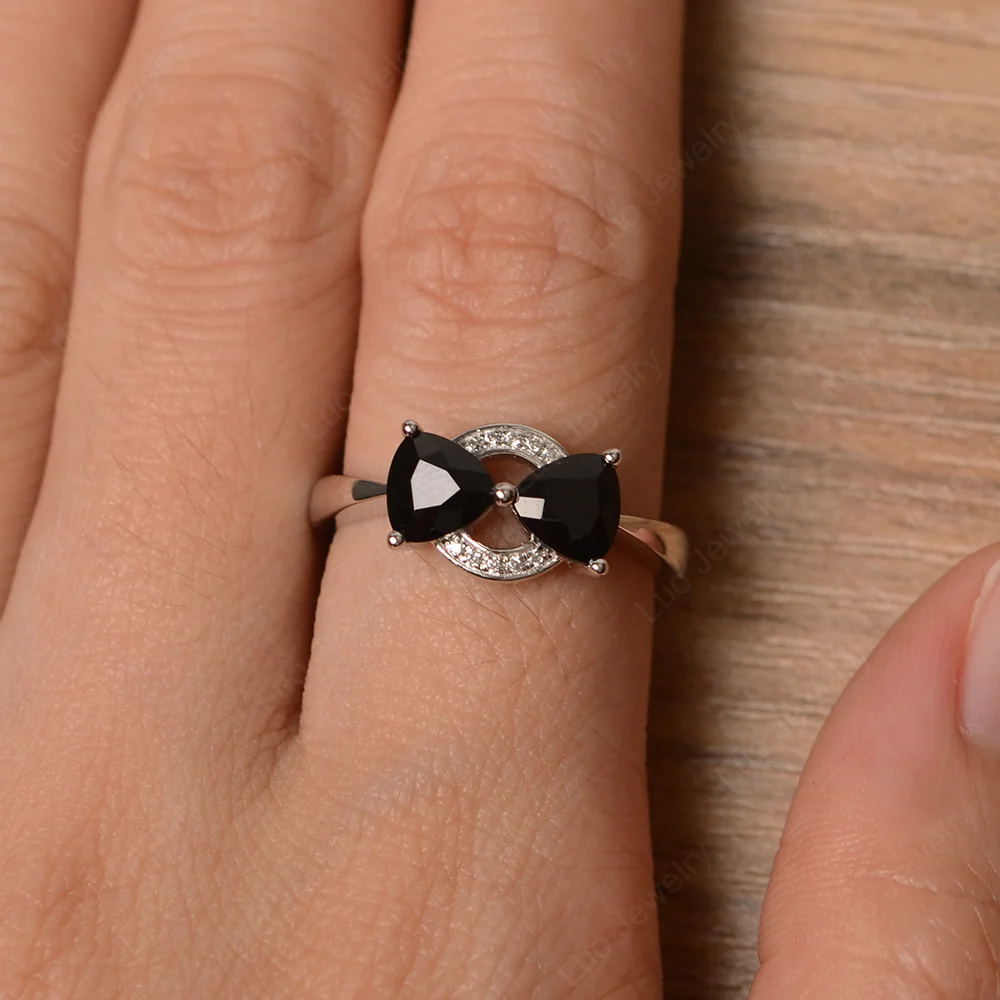 Trillion Cut Black Spinel Two Stone Ring - Image 4