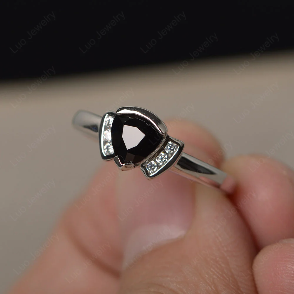 Trillion Cut Black Spinel Promise Ring