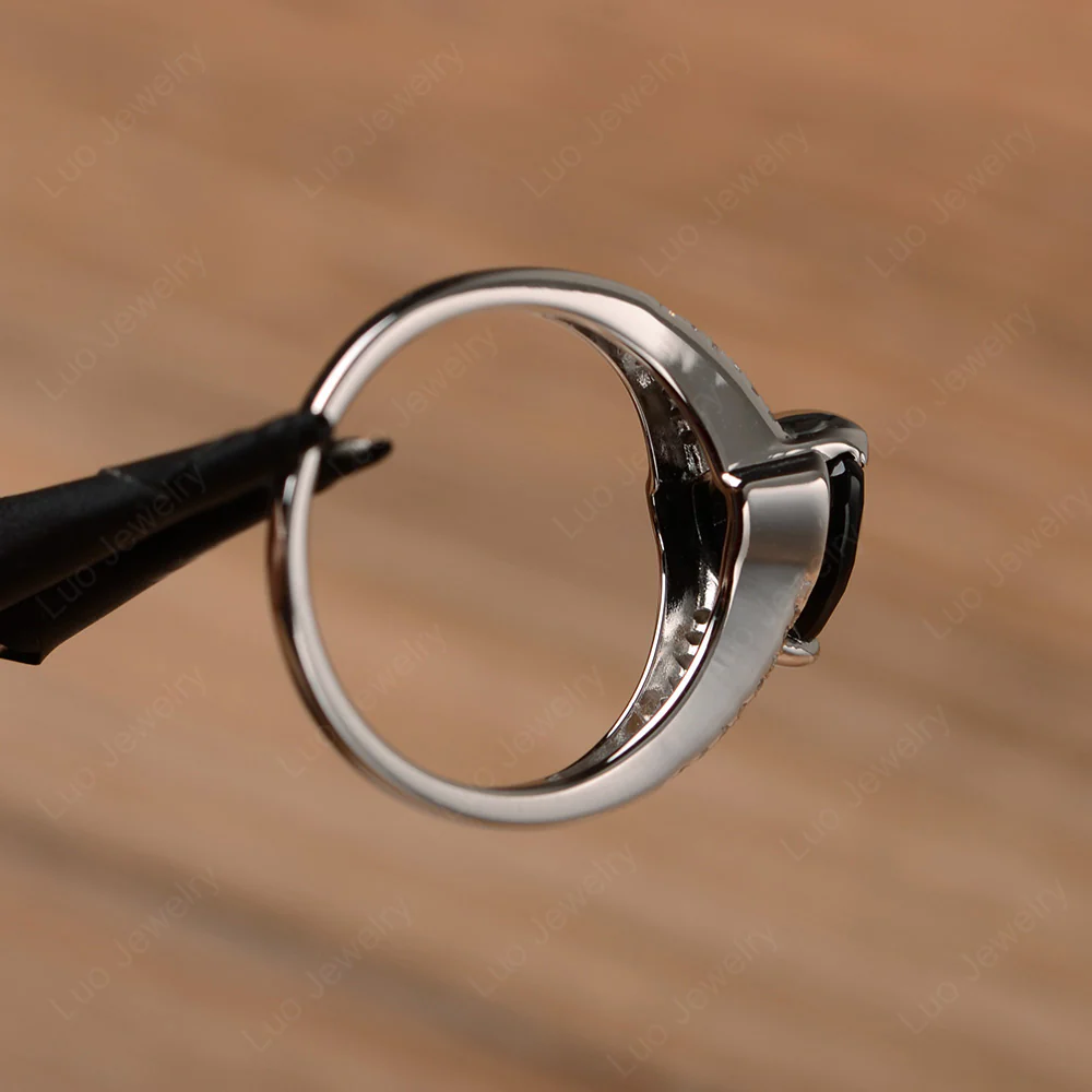 Trillion Cut Black Spinel Horizontal Ring - Image 3