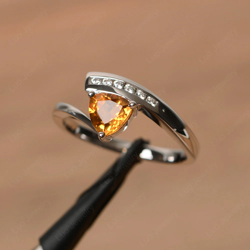 Trillion Cut Citrine Bypass Engagement Ring