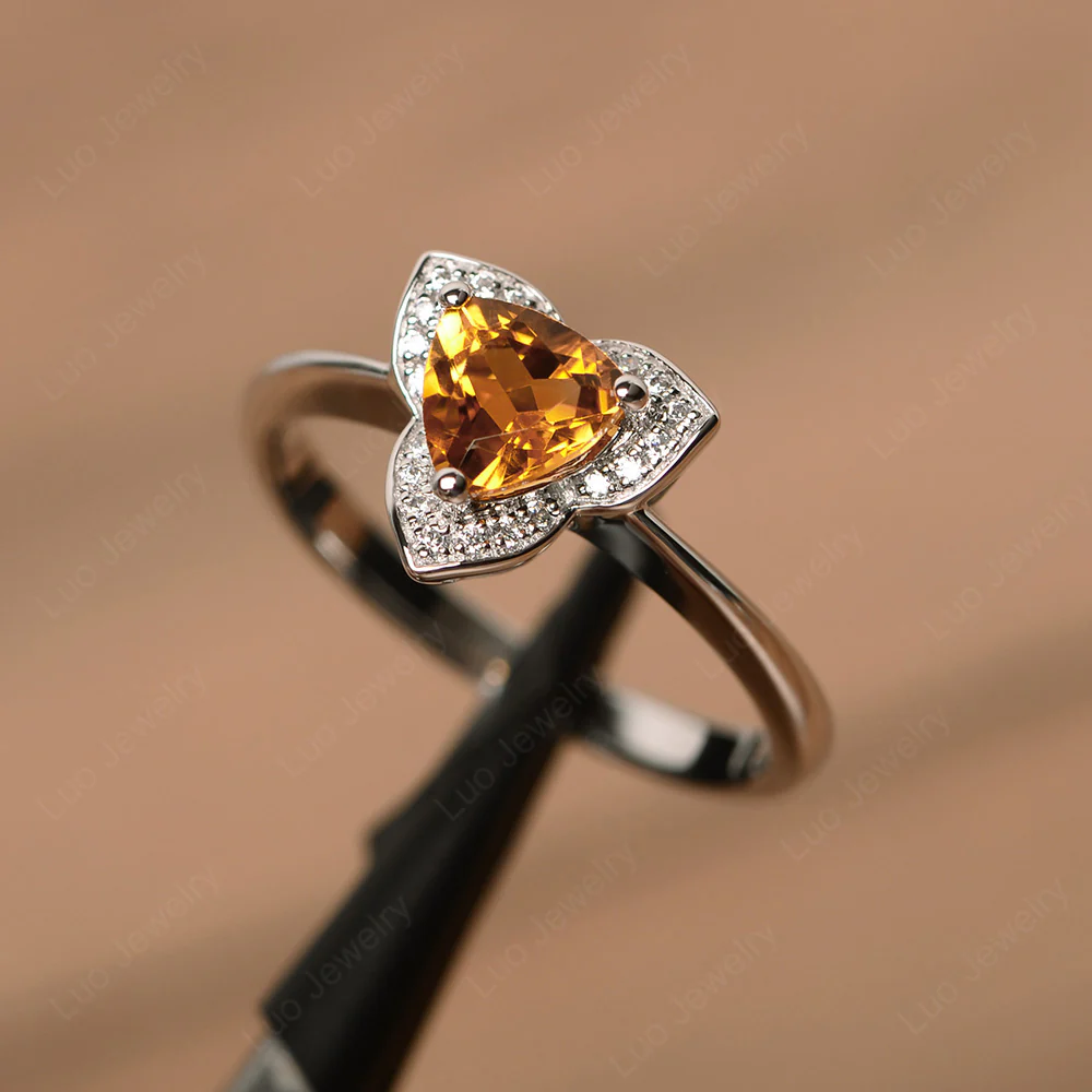 Citrine Trillion Cut Halo Ring - Image 2