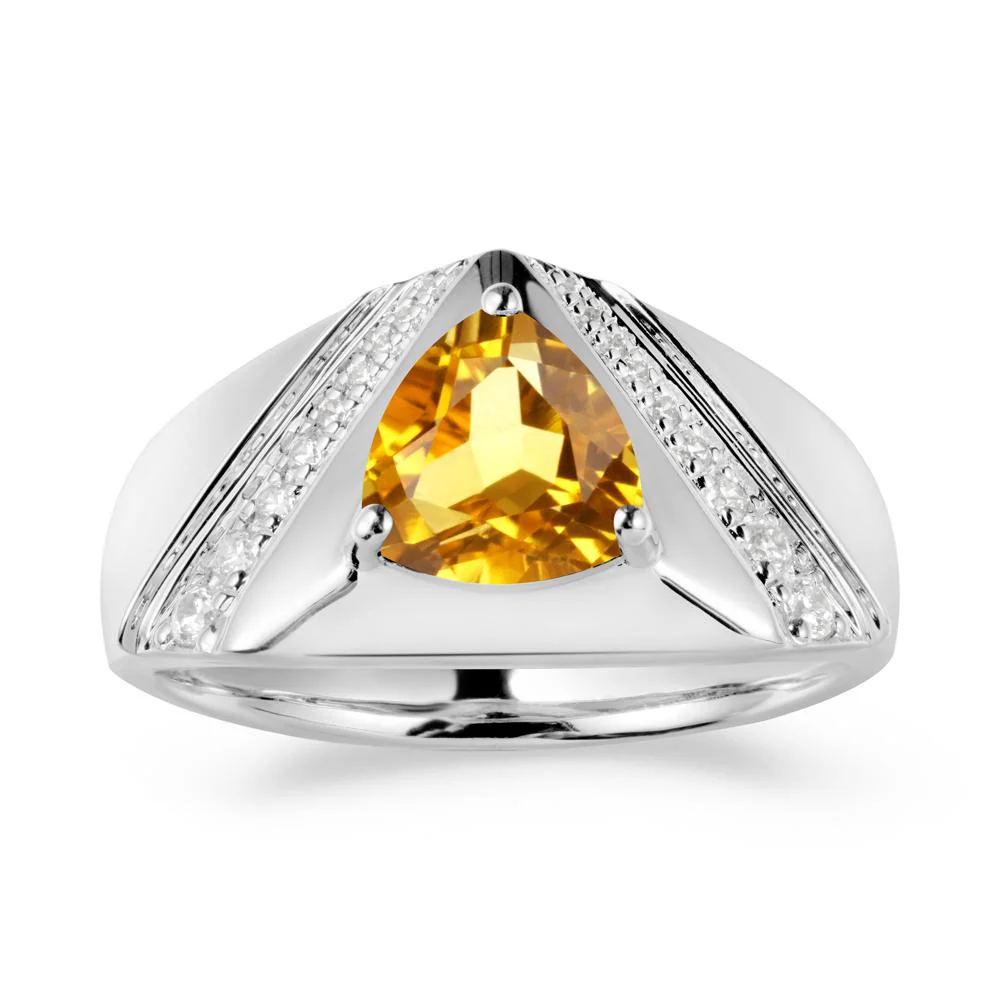 Trillion Cut Citrine Men Ring