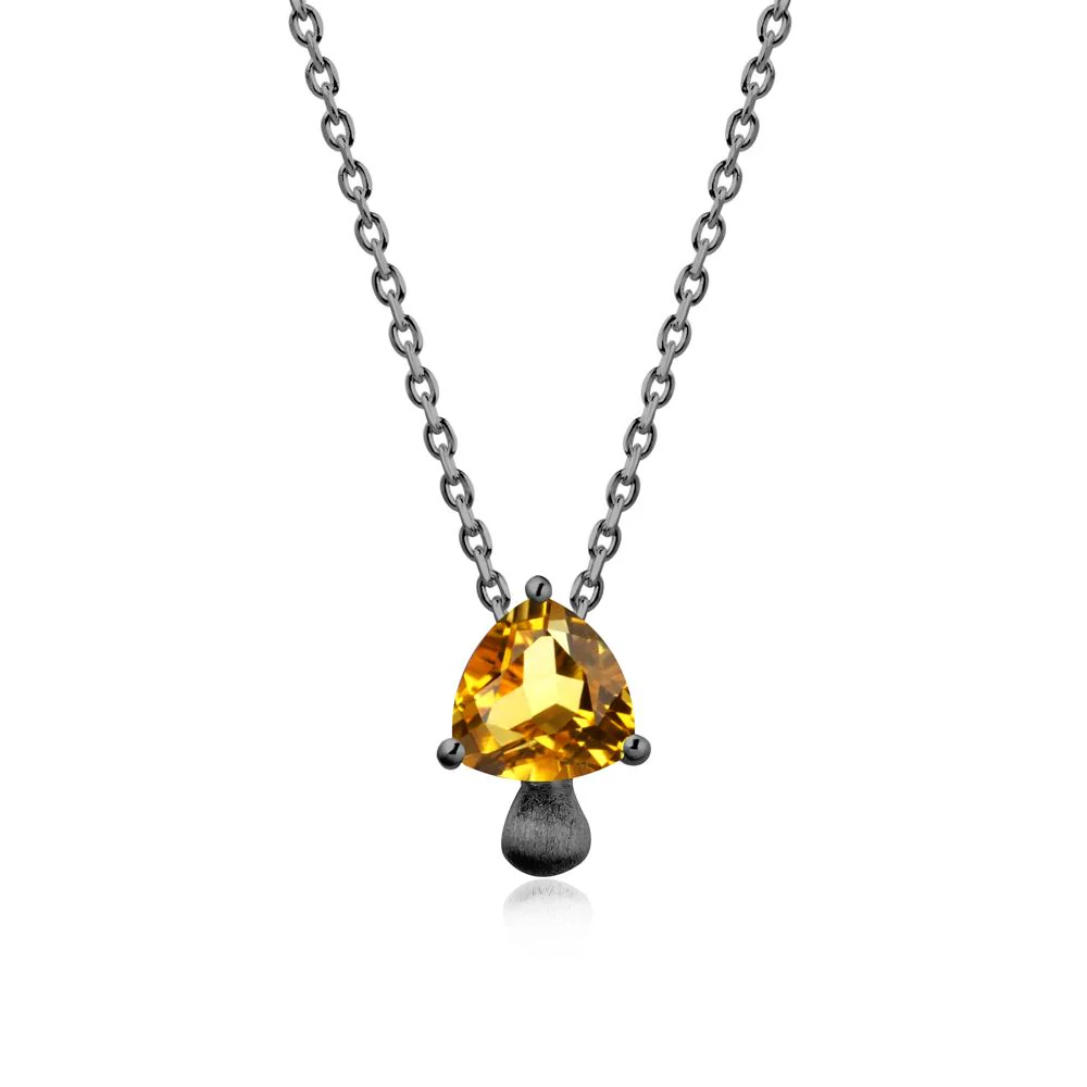 Trillion Cut Citrine Brushed Necklace