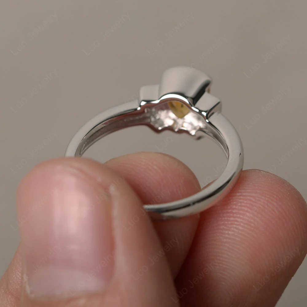 Trillion Cut Citrine Promise Ring - Image 2