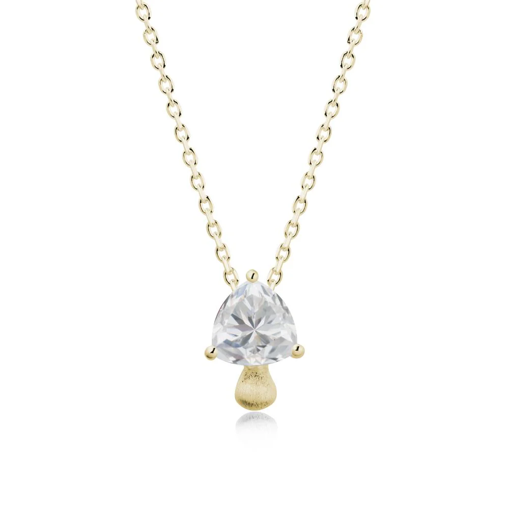Trillion Cut Cubic Zirconia Mushroom Pendant Necklace