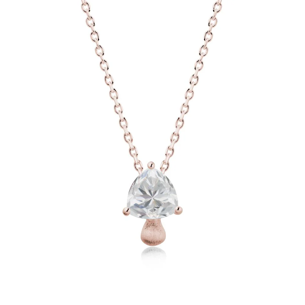 Trillion Cut Cubic Zirconia Mushroom Pendant Necklace - Image 2
