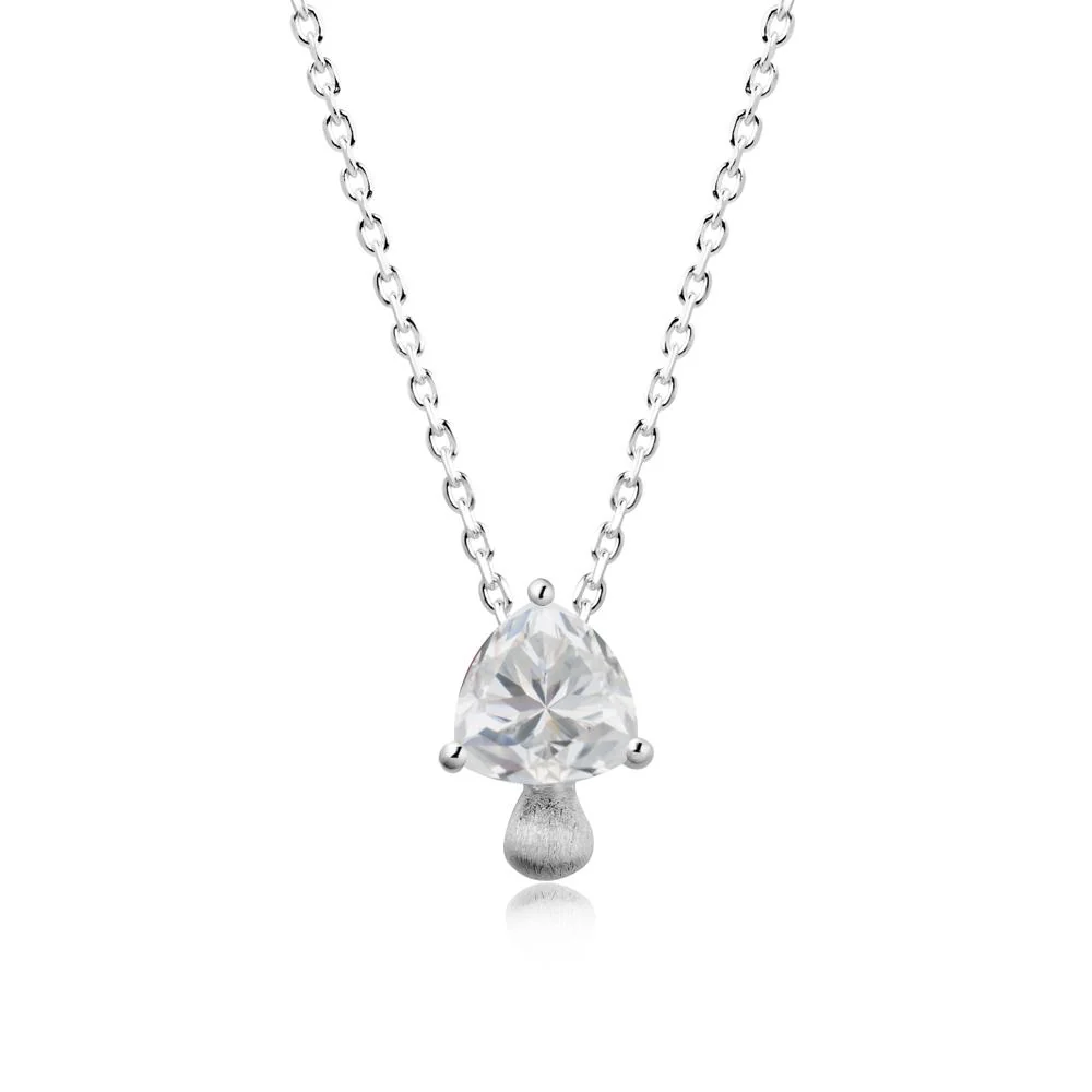 Trillion Cut Cubic Zirconia Mushroom Pendant Necklace - Image 3