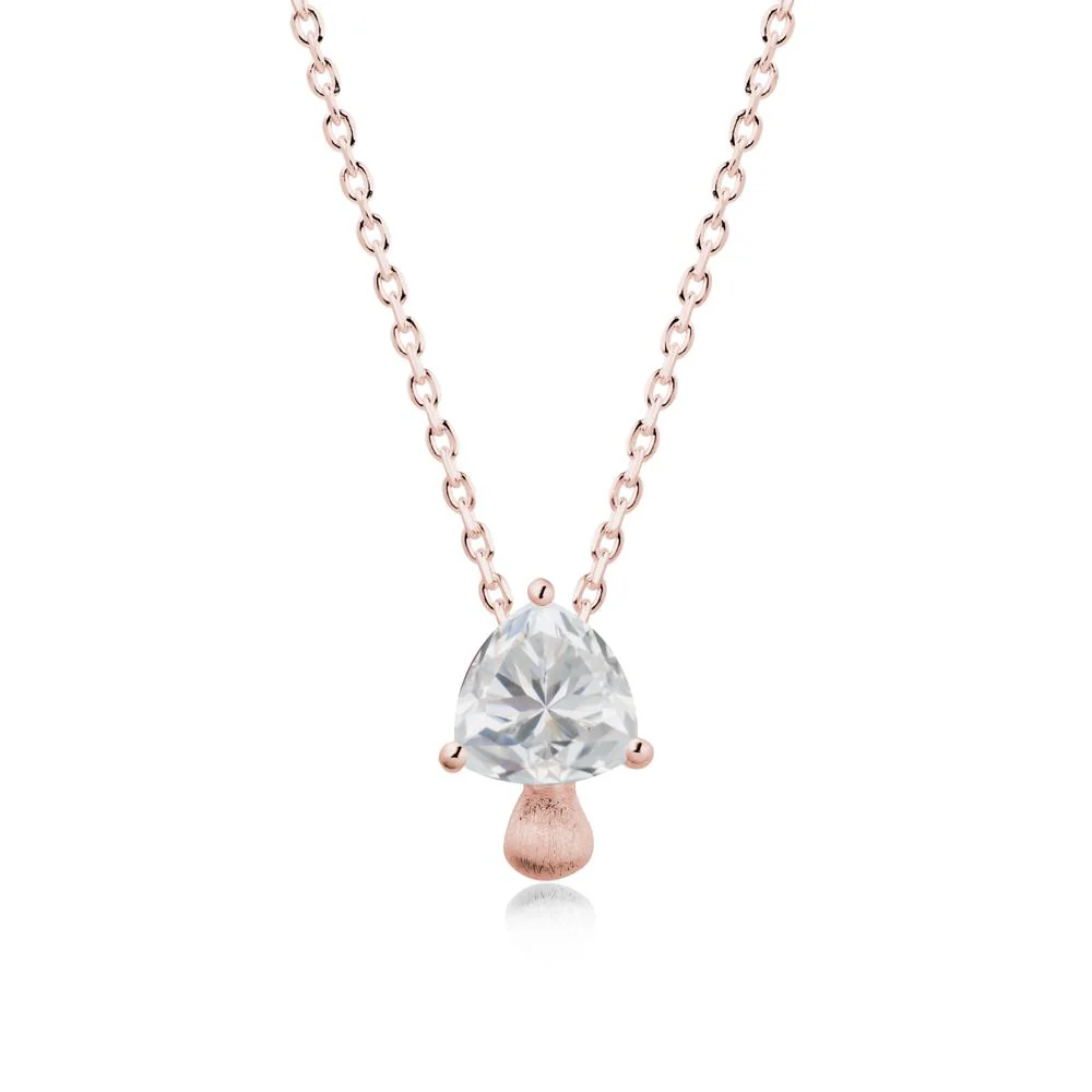 Trillion Cut Cubic Zirconia Mushroom Pendant Necklace - Image 4