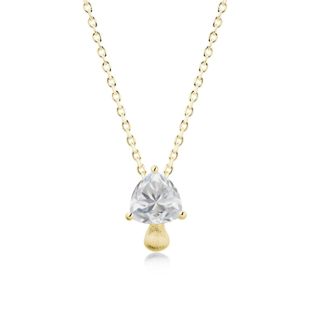 Trillion Cut Cubic Zirconia Mushroom Pendant Necklace - Image 6
