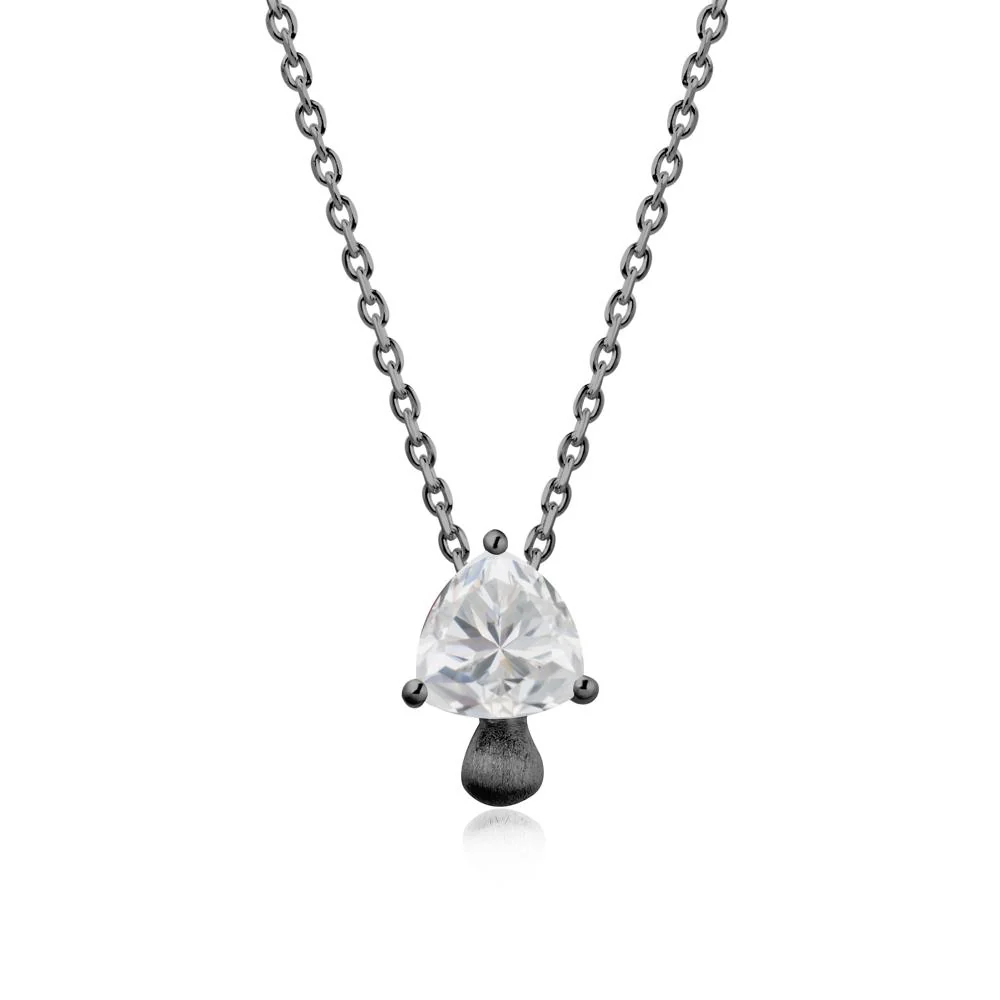 Trillion Cut Cubic Zirconia Mushroom Pendant Necklace - Image 7