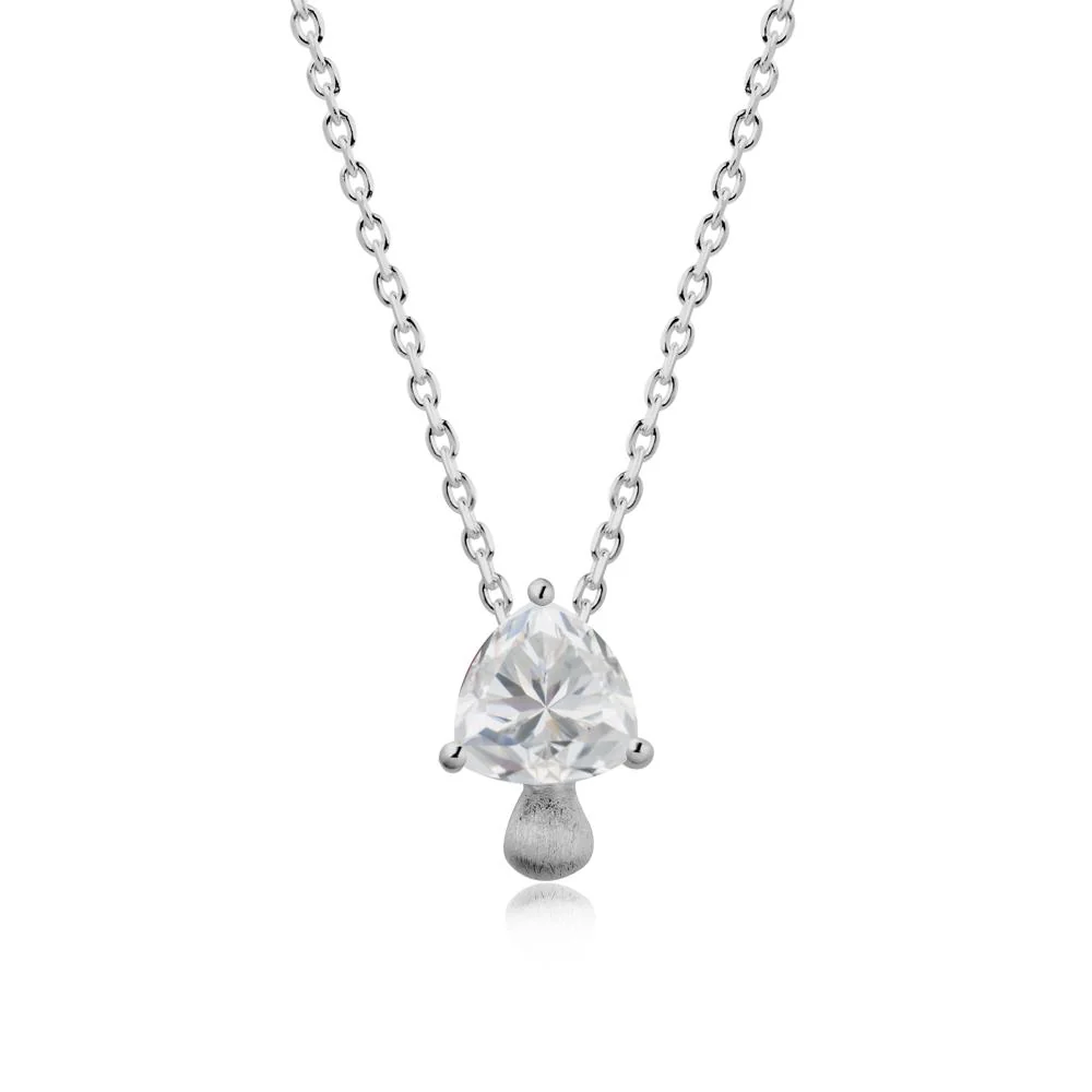 Trillion Cut Cubic Zirconia Mushroom Pendant Necklace - Image 8