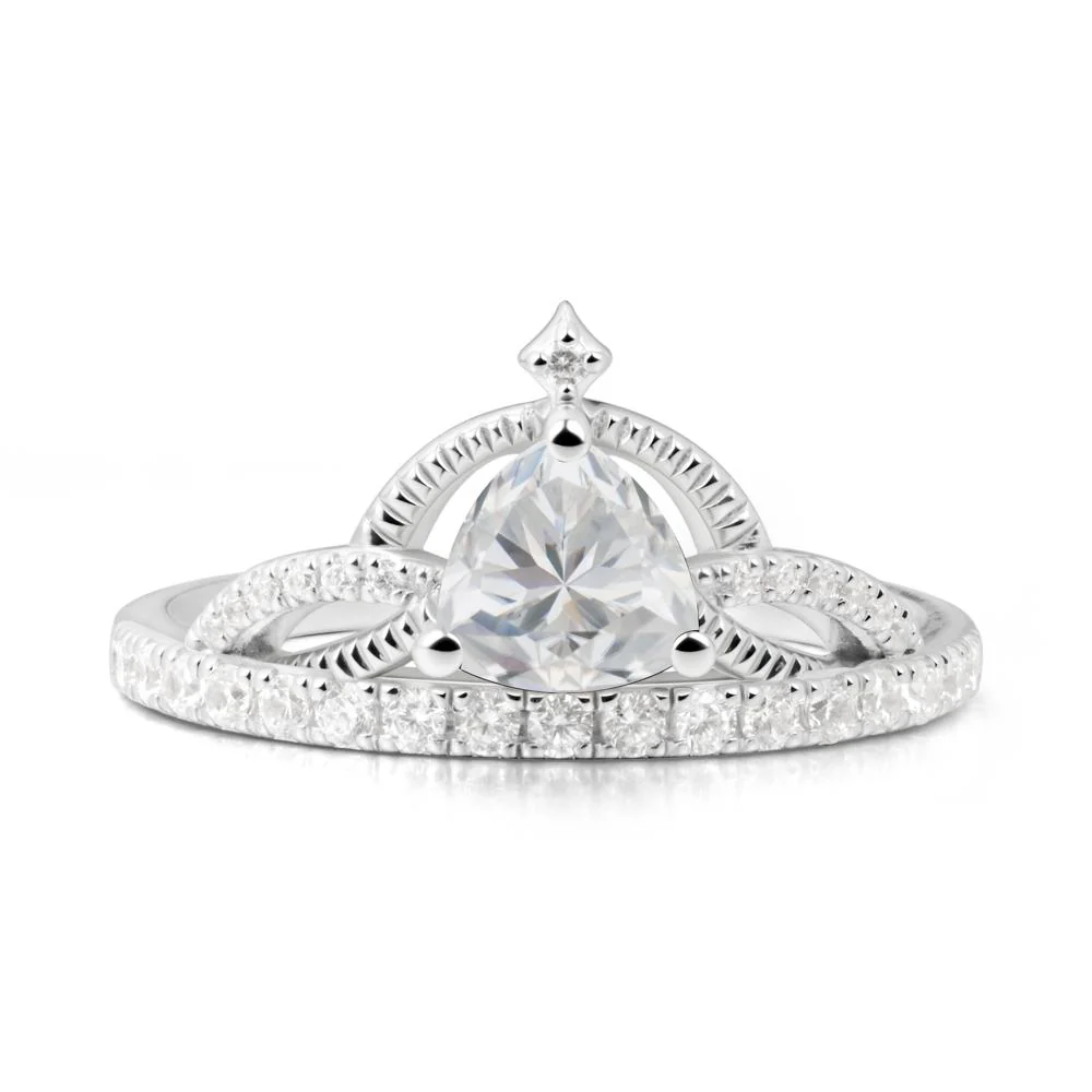 Trillion Cut Cubic Zirconia Tiara Ring - Image 4