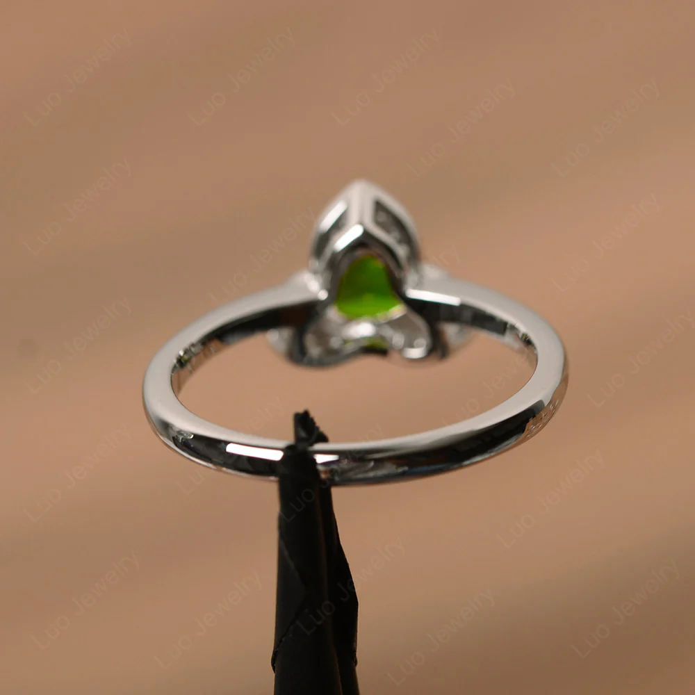 Trillion Cut Diopside Floral Halo Ring - Image 3