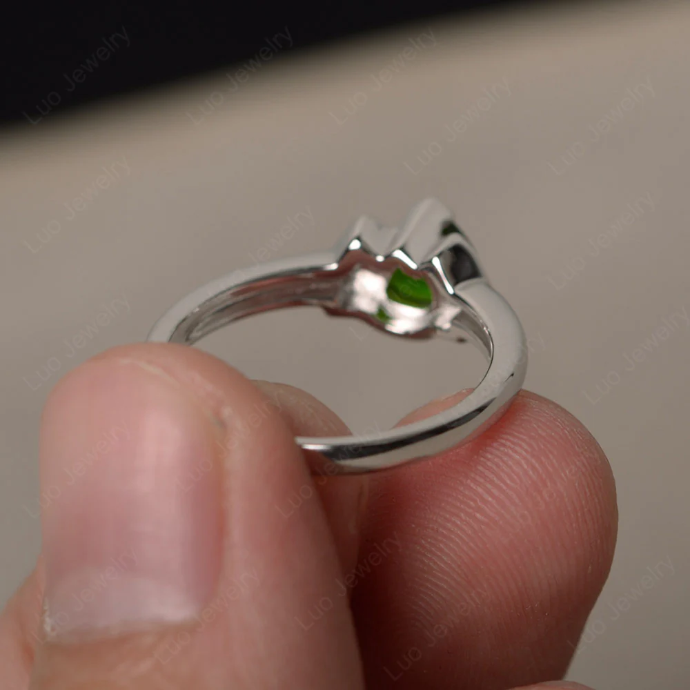 Trillion Cut Diopside Promise Ring - Image 2
