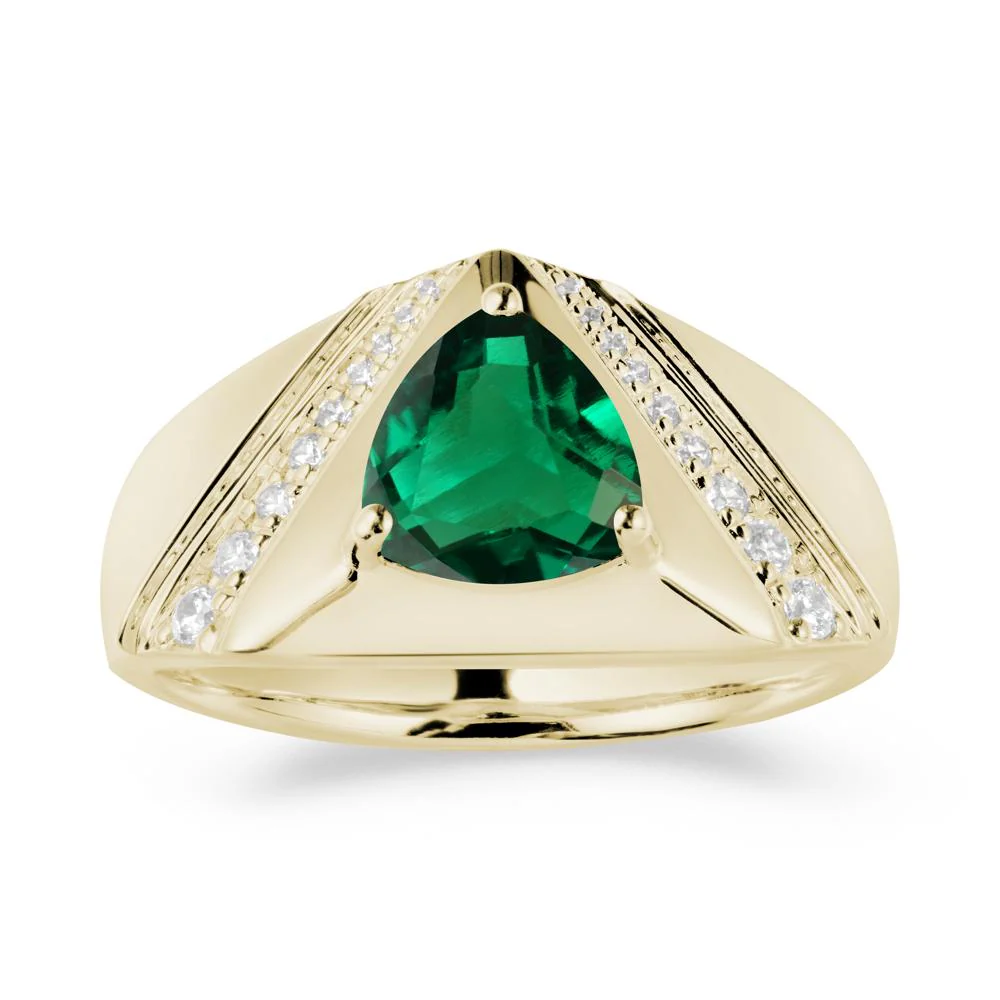 Trillion Cut Emerald Men Ring - Image 4