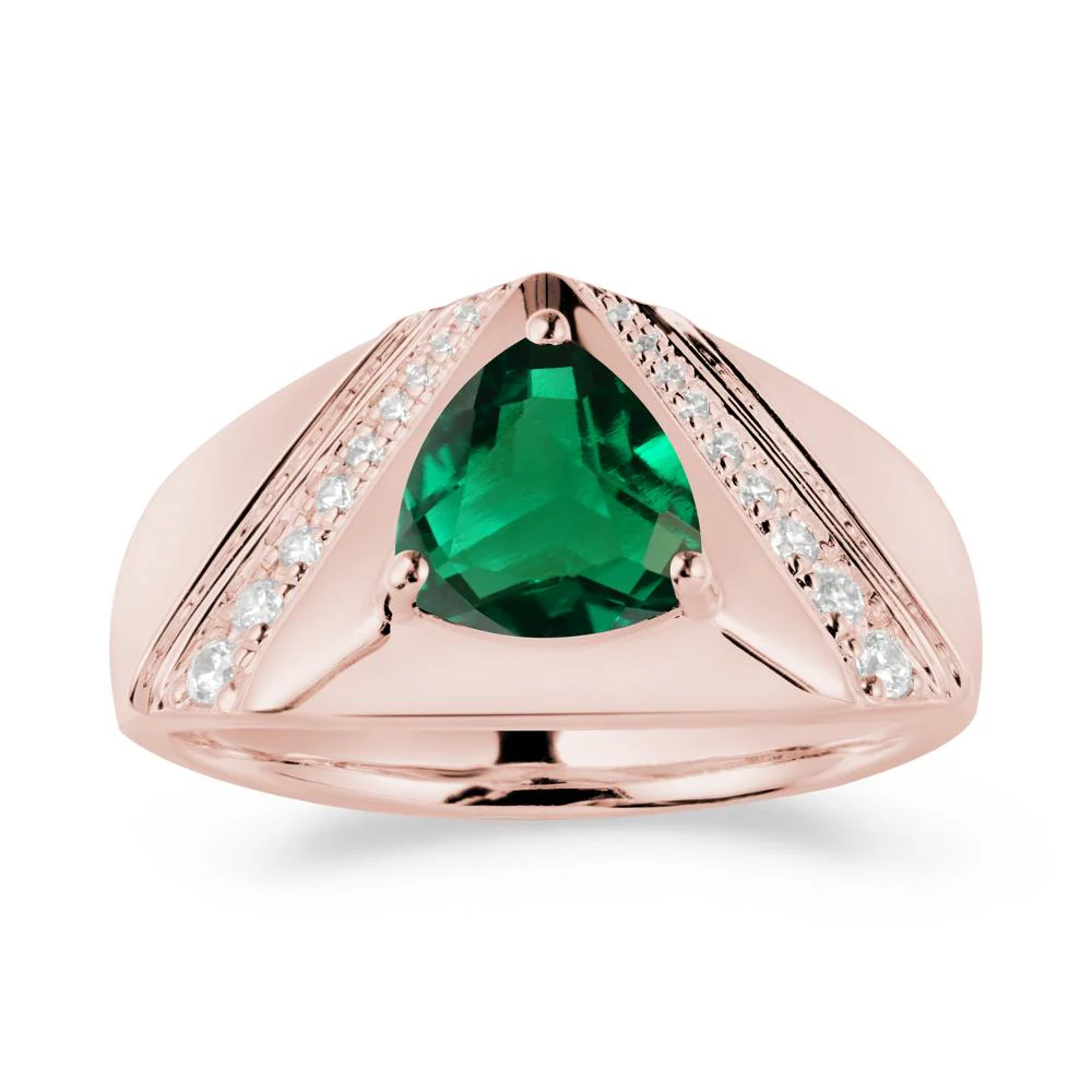 Trillion Cut Emerald Men Ring - Image 5
