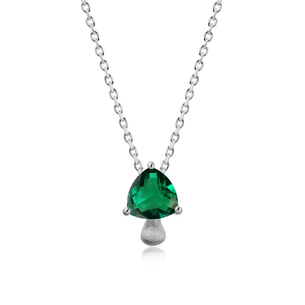 Trillion Cut Emerald Brushed Necklace