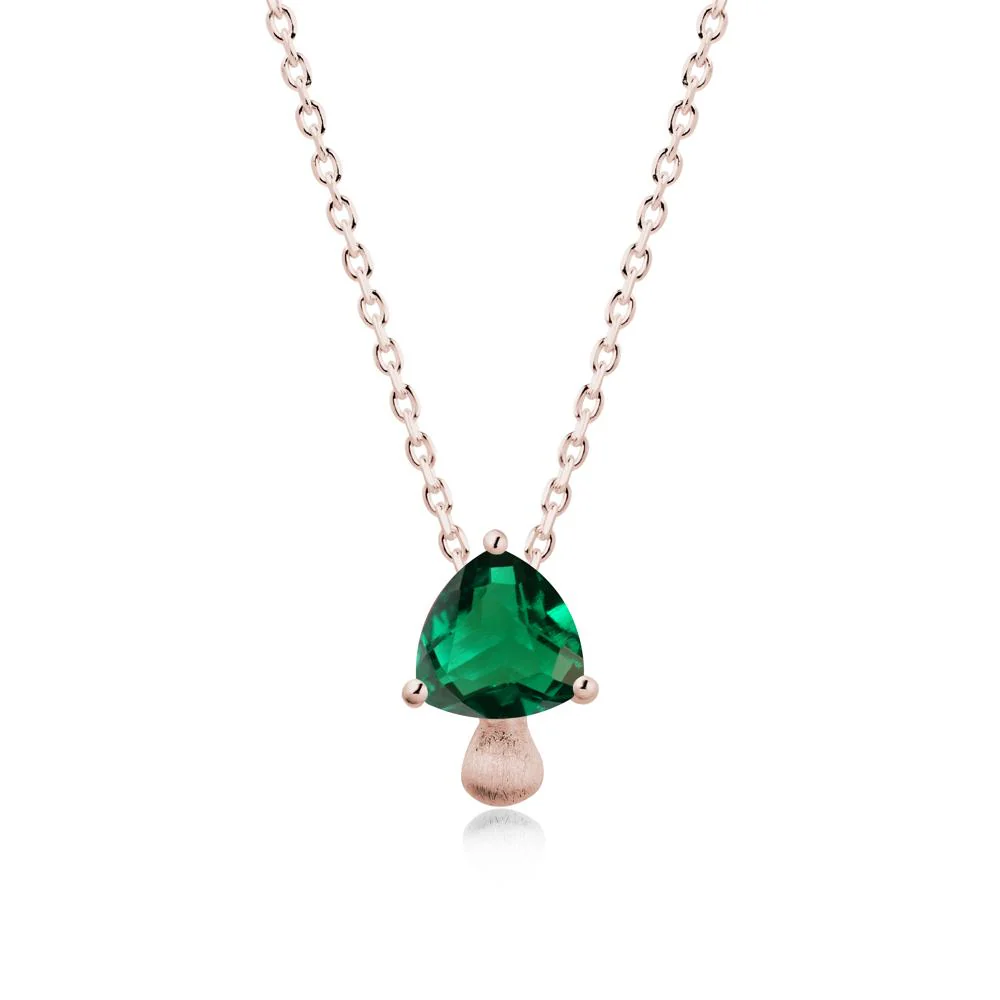 Trillion Cut Emerald Brushed Necklace - Image 2
