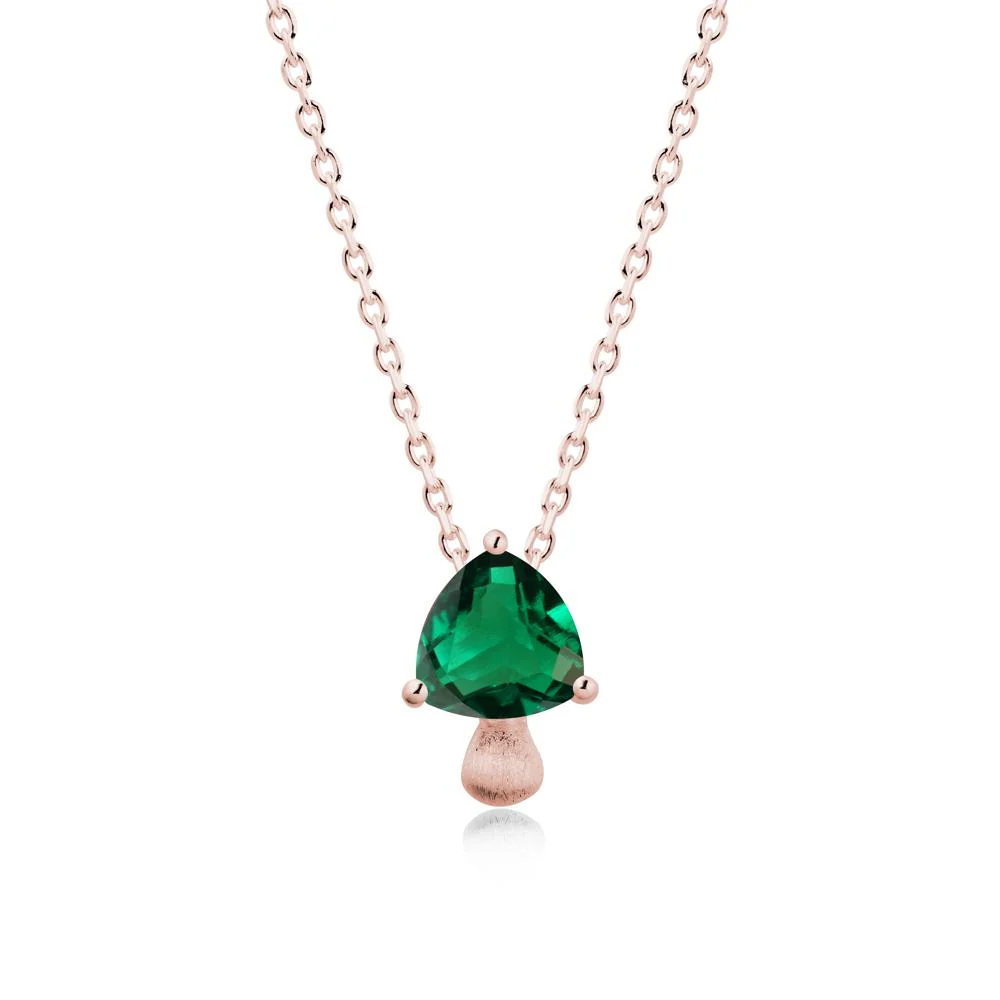 Trillion Cut Emerald Brushed Necklace - Image 5
