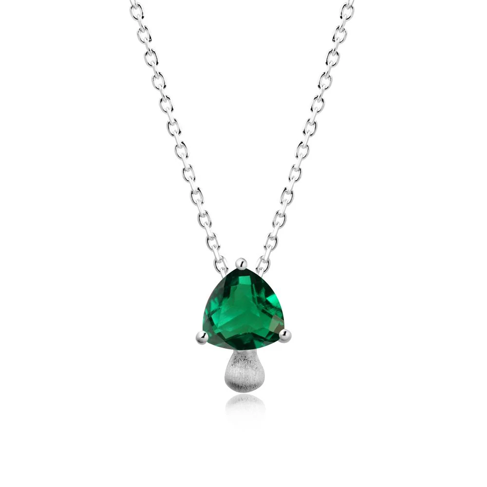 Trillion Cut Emerald Brushed Necklace - Image 6