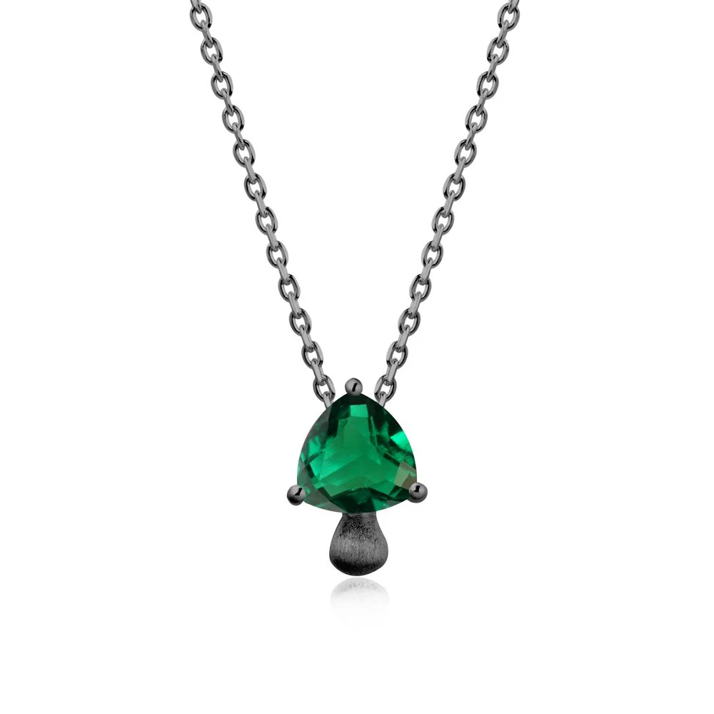 Trillion Cut Emerald Brushed Necklace - Image 8