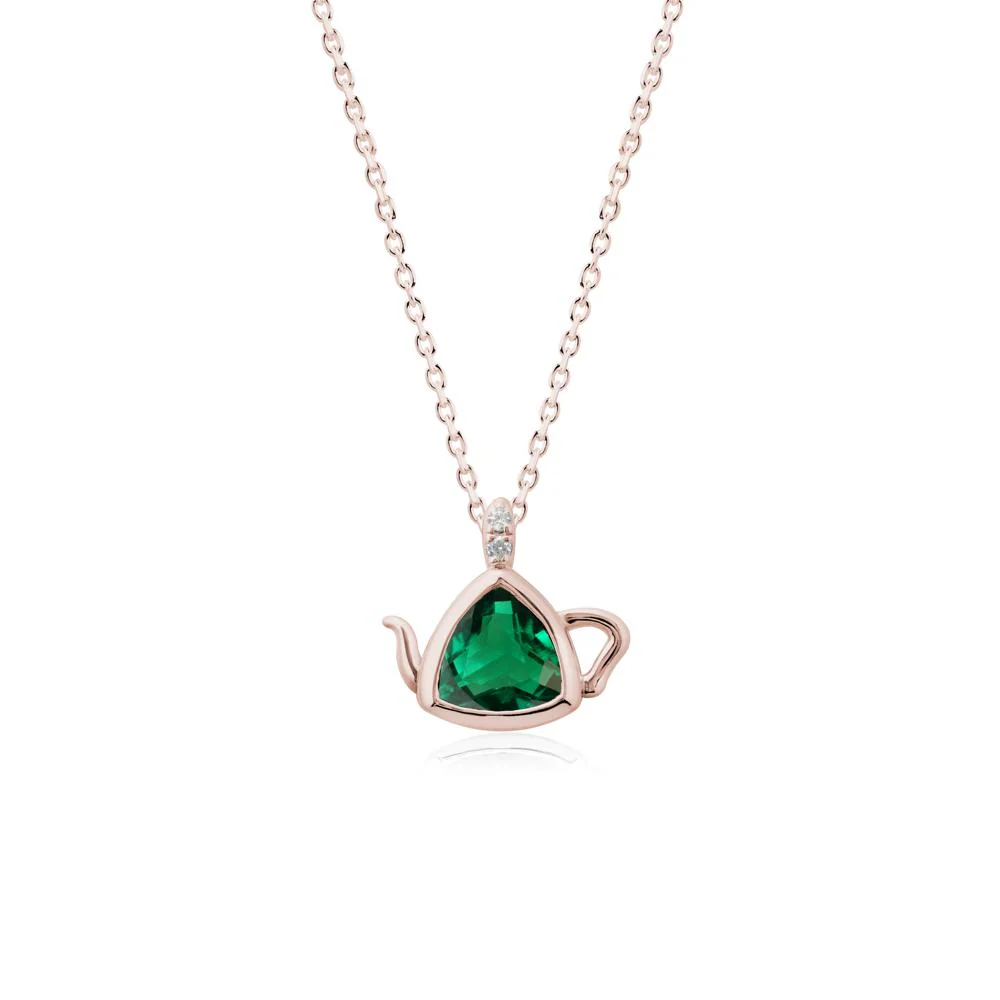 Trillion Cut Emerald Pendant Necklace - Image 2