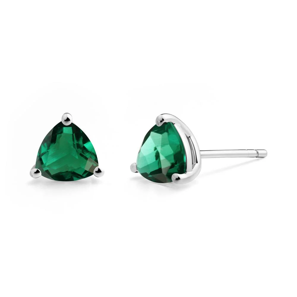 Trillion Cut Emerald Stud Earrings - Image 6