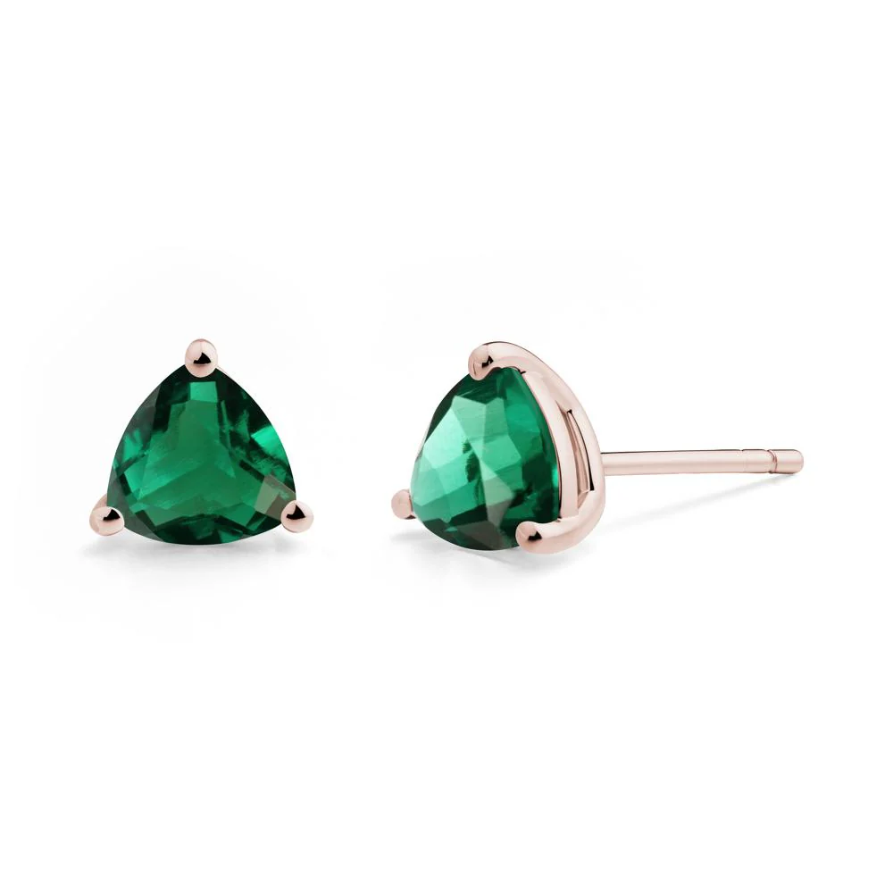 Trillion Cut Emerald Stud Earrings - Image 9