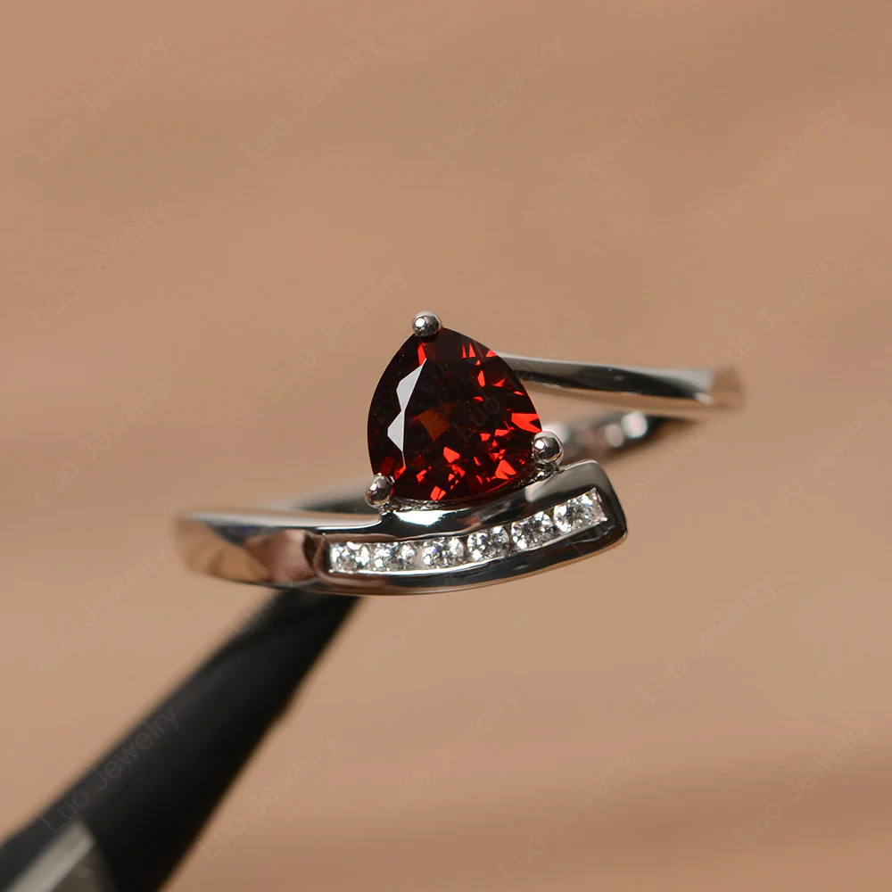 Trillion Cut Garnet Bypass Engagement Ring - Image 2